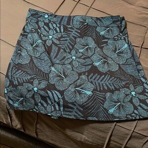 Rip Skirt  Floral Black and Blue wrap around  Mini Skirt